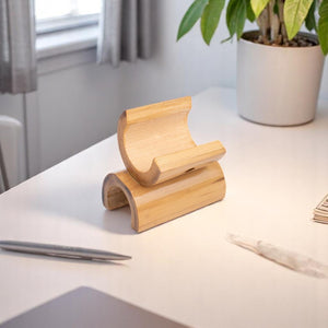Bamboo Half Moon Phone Stand with Mobile Charging