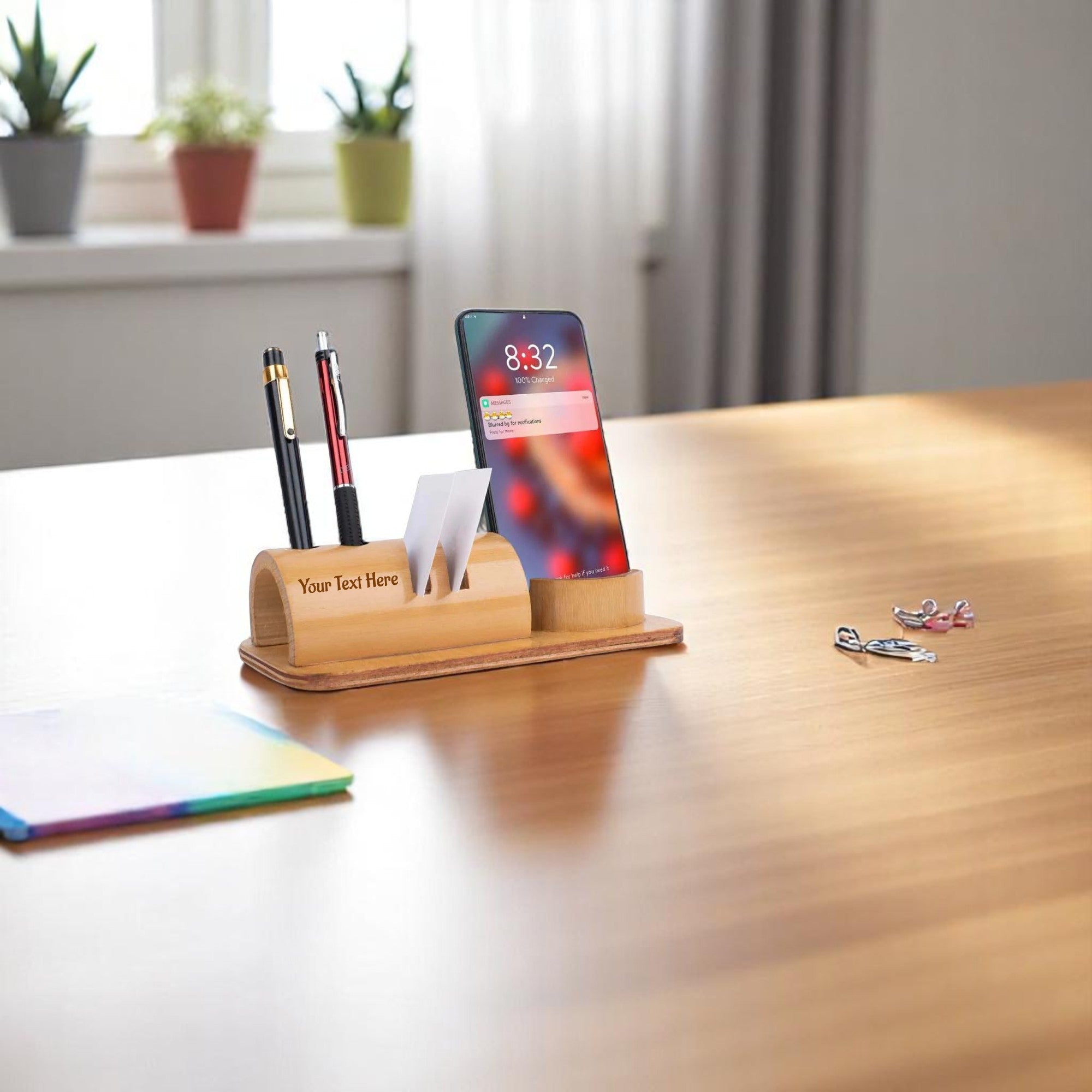 Bamboo Phone Stand with Functionality