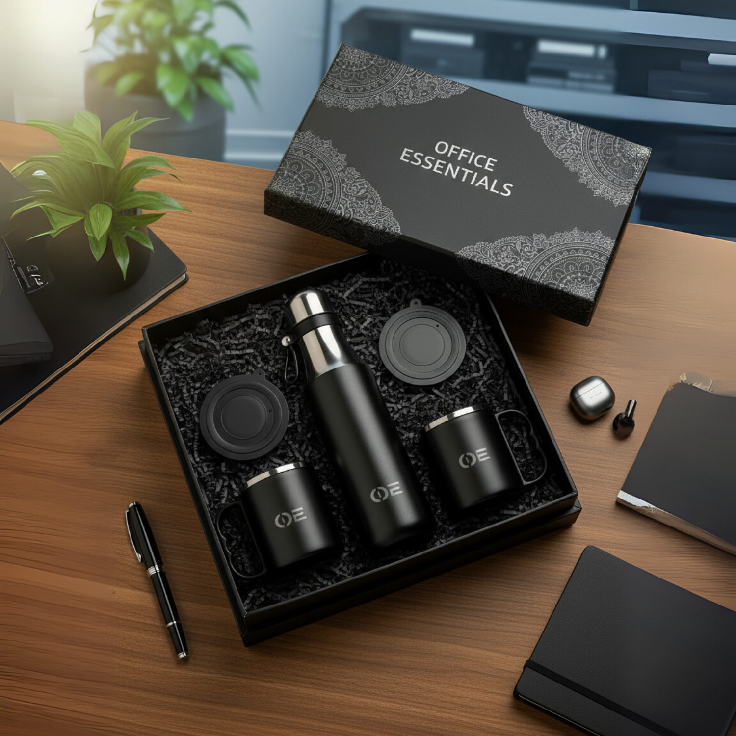 Vacuum Flask with 2 Stainless steel cups in Gift box