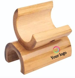 Bamboo Half Moon Phone Stand with Mobile Charging