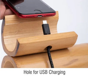 Bamboo Half Moon Phone Stand with Mobile Charging
