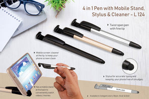 4 in 1 Pen with Mobile Stand with Stylus