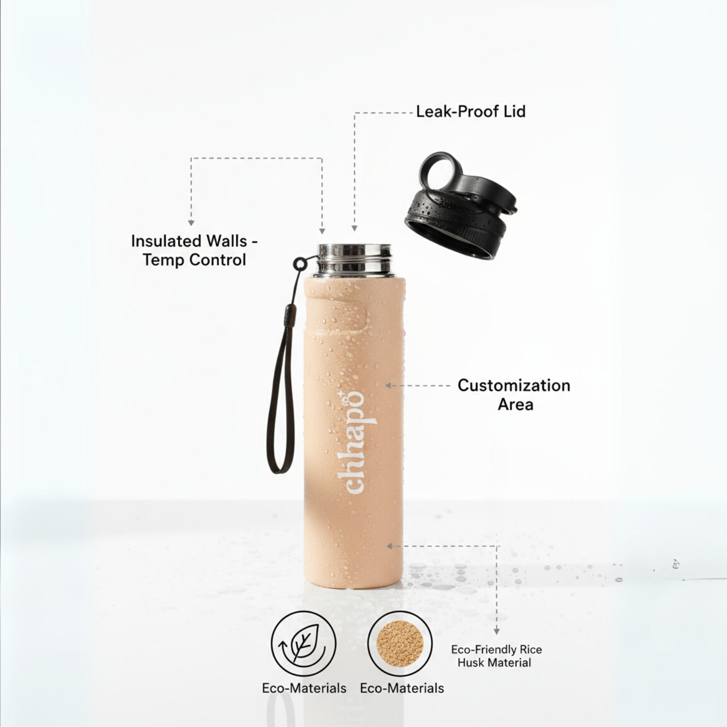 Rice husk Insulated Straight Steel bottle