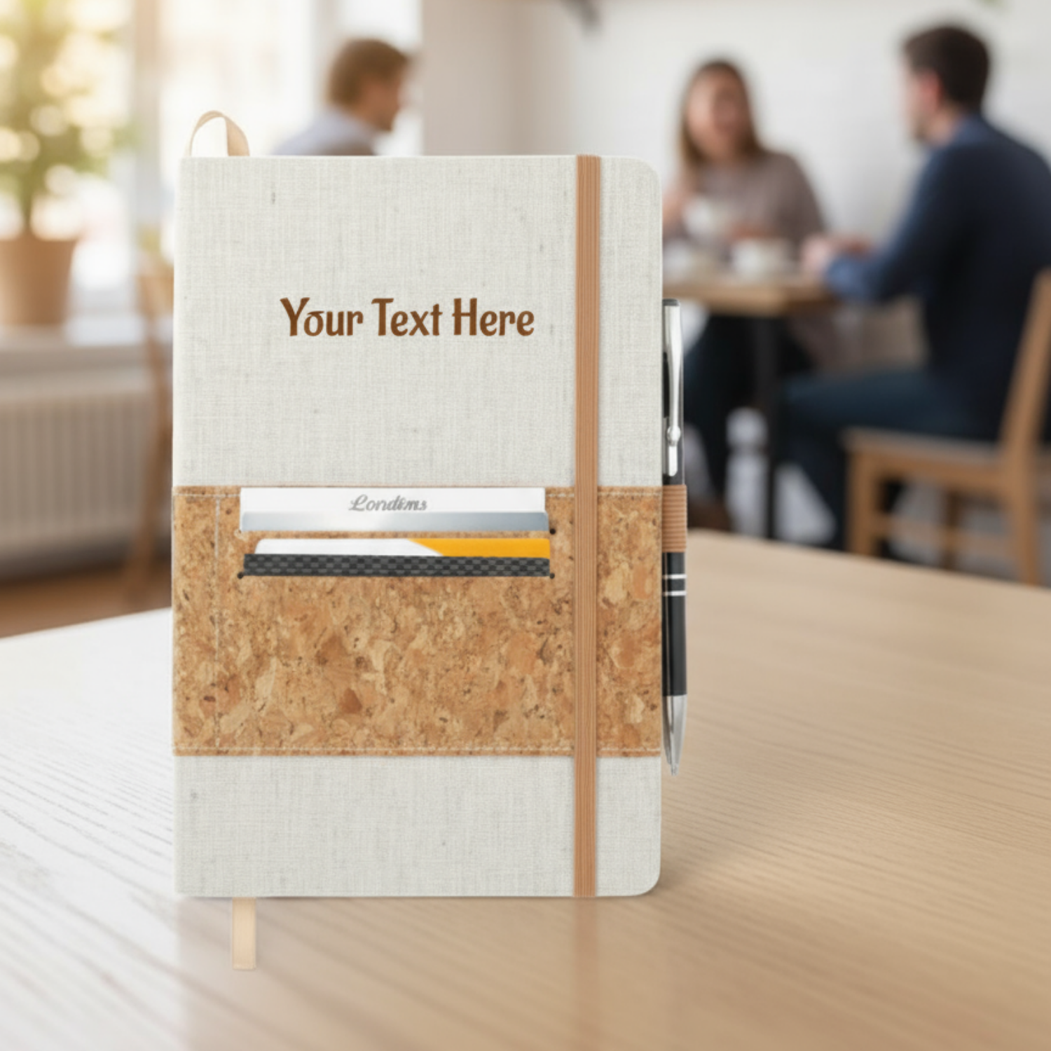 Cork fabric notebook with Cork Pen
