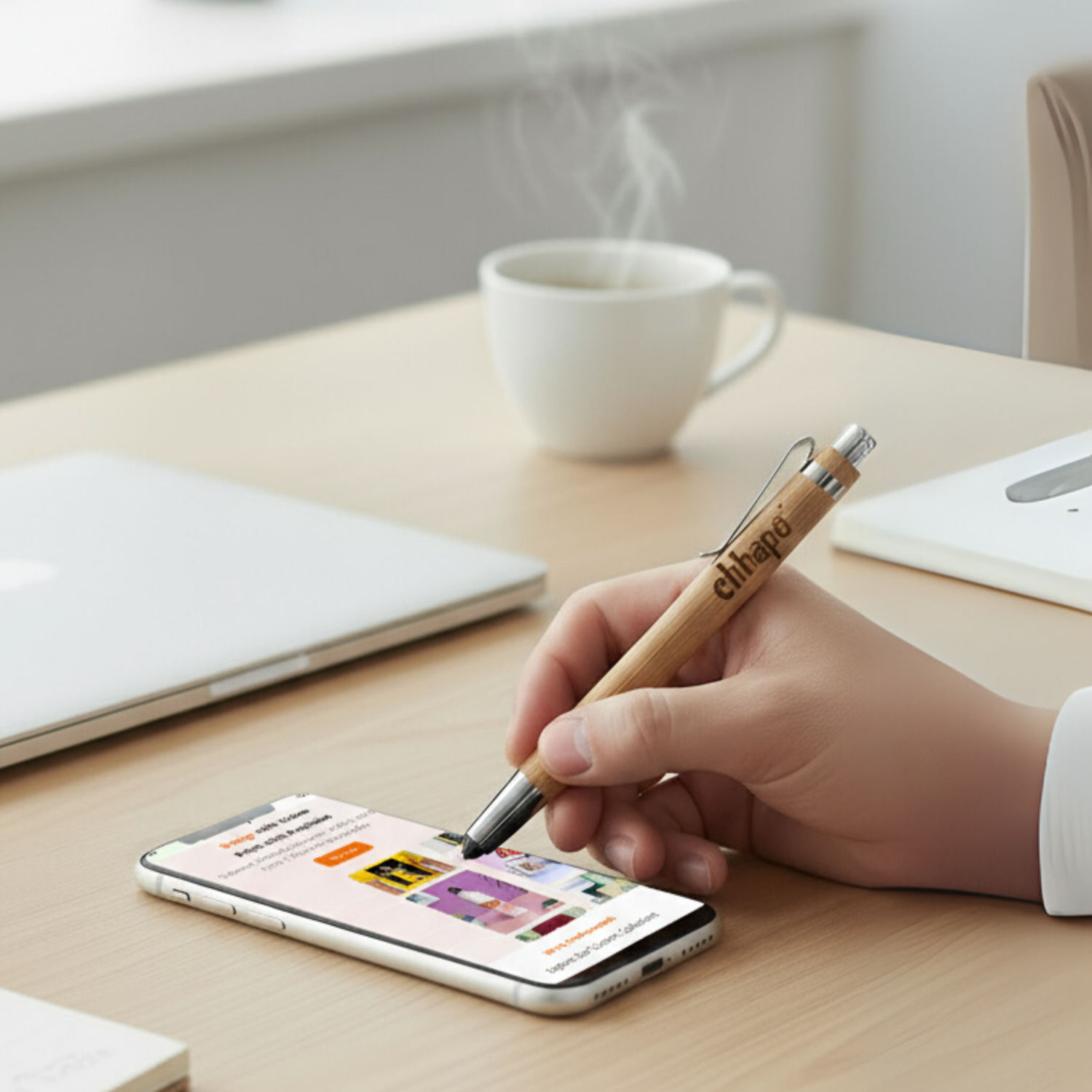 Triangle Bamboo pen with stylus