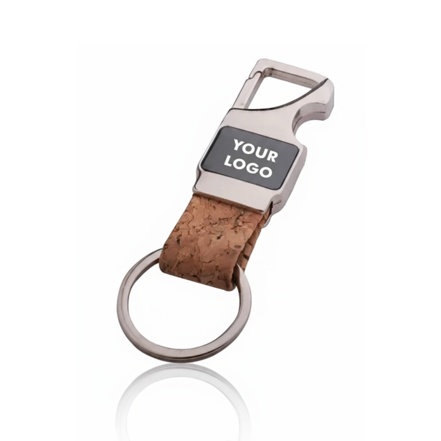 Cork strap hanging metal keychain