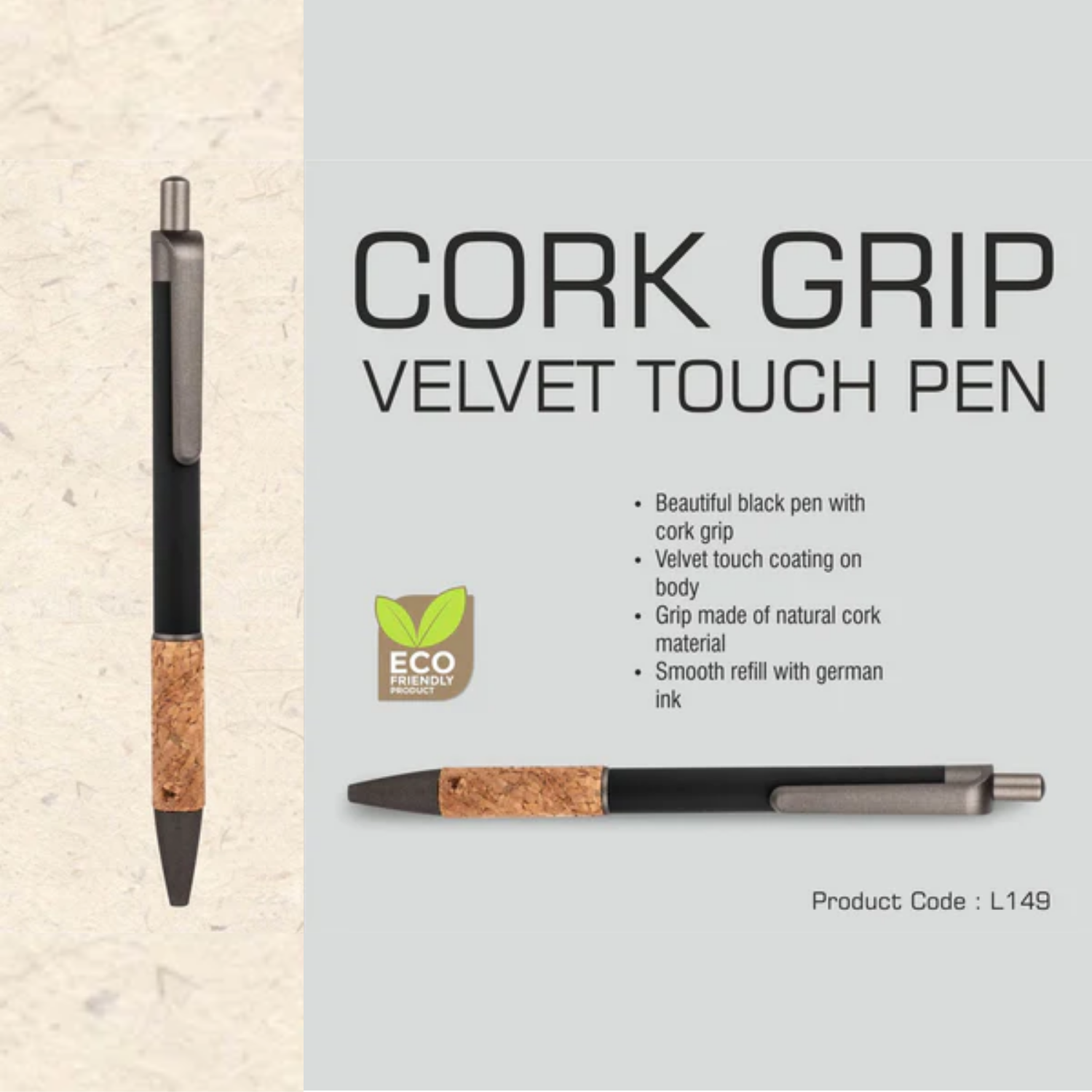 Cork Grip Velvet Touch Pen