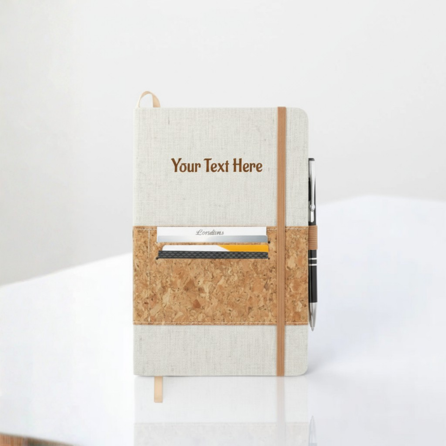 Cork fabric notebook with Cork Pen