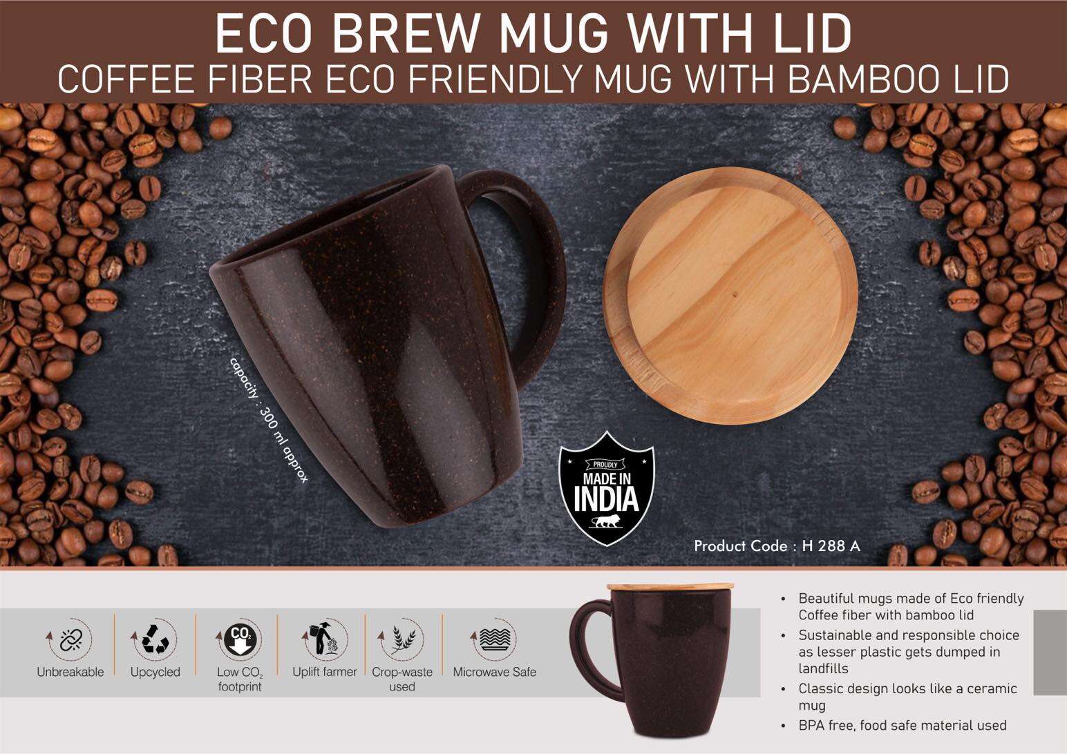 Coffee Fiber Eco Friendly Mug with Bamboo Lid