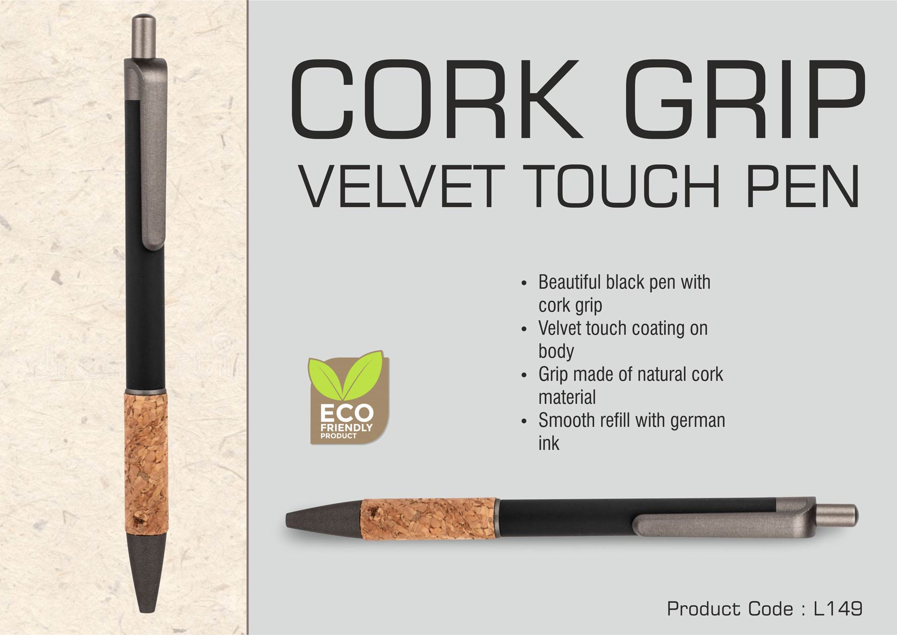 Cork Grip Velvet Touch Pen