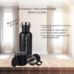 EcoVault Vacuum Flask with 2 Stainless steel cups in Gift box
