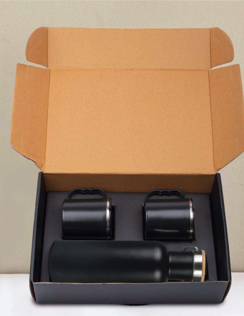 EcoVault Vacuum Flask with 2 Stainless steel cups in Gift box