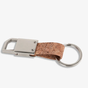 Rectangle hanging metal keychain with Cork strap