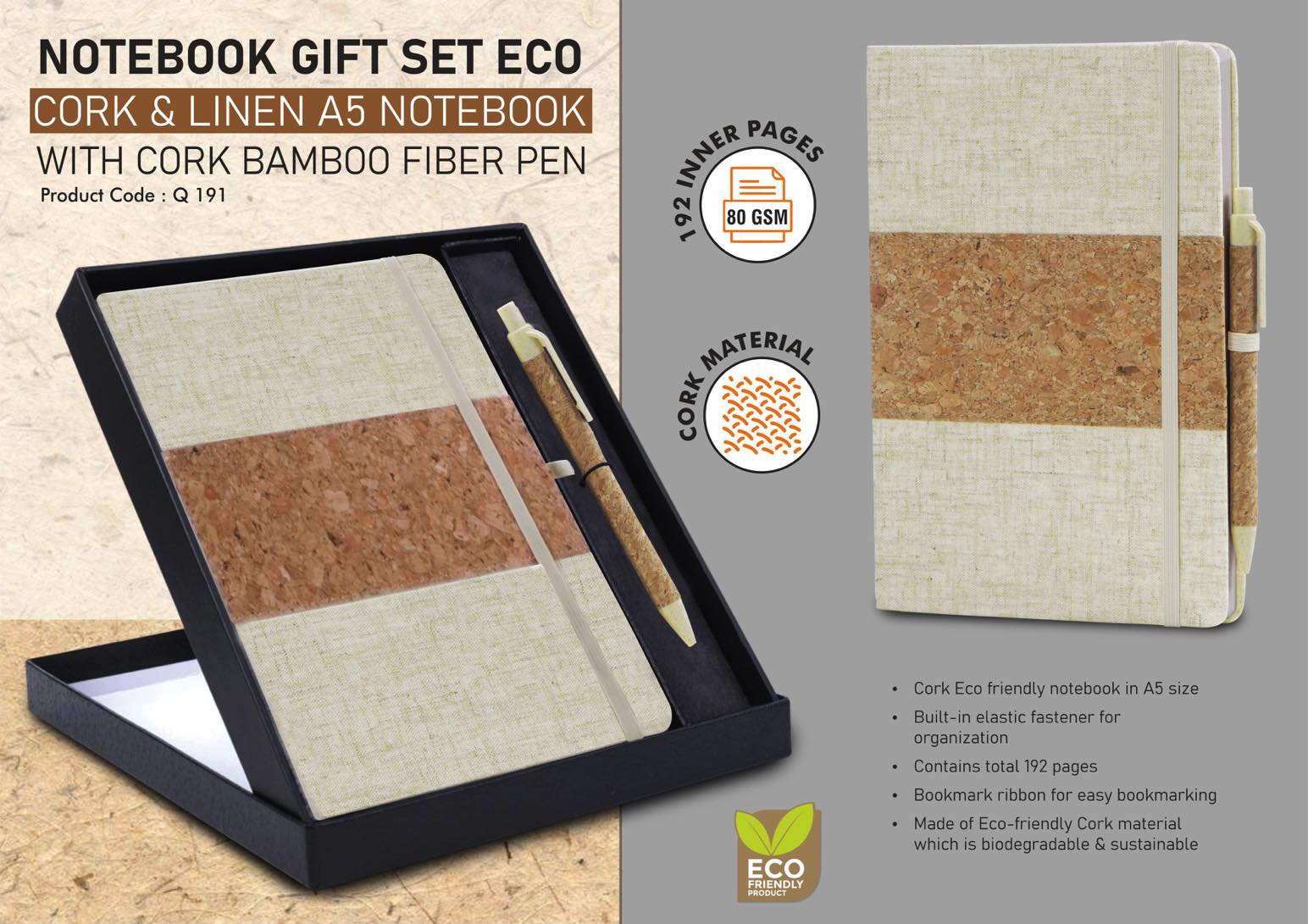 
Cork fabric notebook with Cork Pen
Sale price